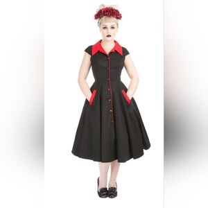 Hearts & Roses 50's Diablo Swing Dress Red & Black